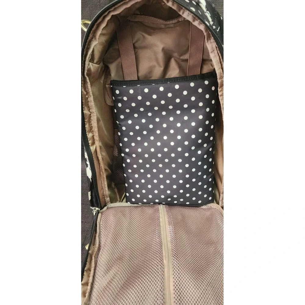 JuJuBe Be Right Back Diaper‎ Backpack, The Heiress Polkadot Black EUC